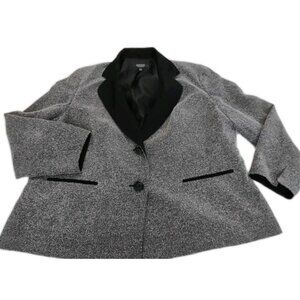 Kasper Blazer Jacket Plus Size 22W Long Sleeves White/Black